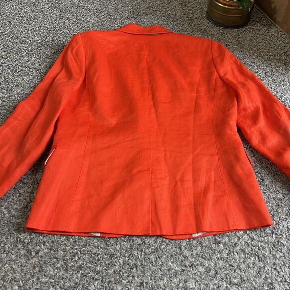 J Crew Womens Size 8 Orange Linen Schoolboy Blazer Lined Two Buttons READ - Picture 3 of 6